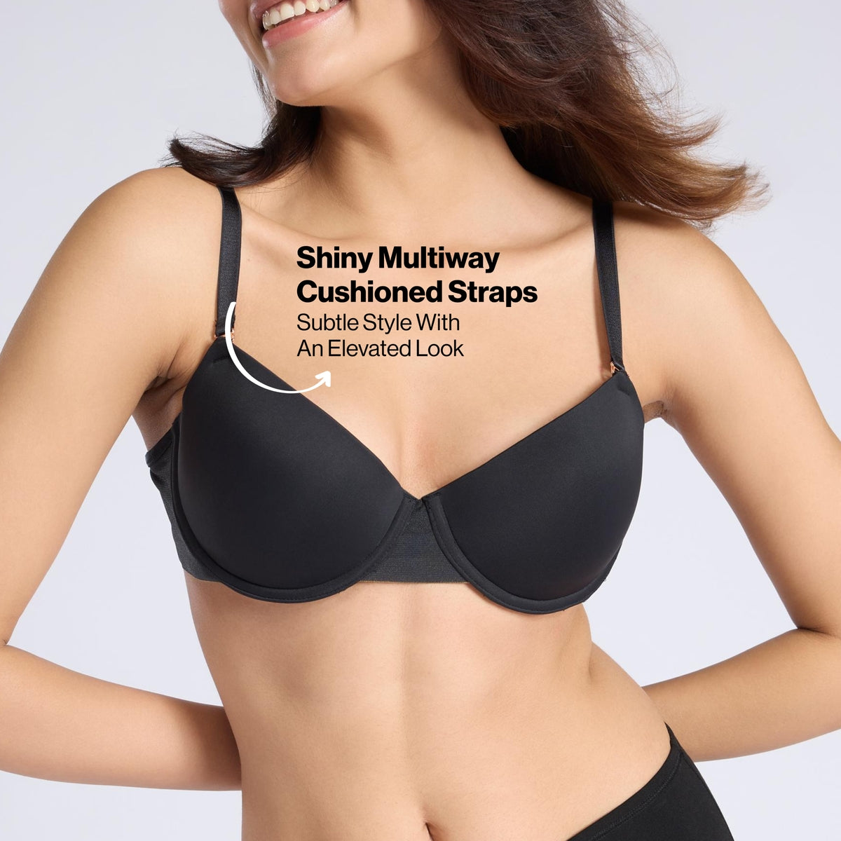 Nykd By Nykaa Multiway Balconette Body Adaptive MagicFlex™ Wire Padded NBL T-Shirt Bra NYB460 Black