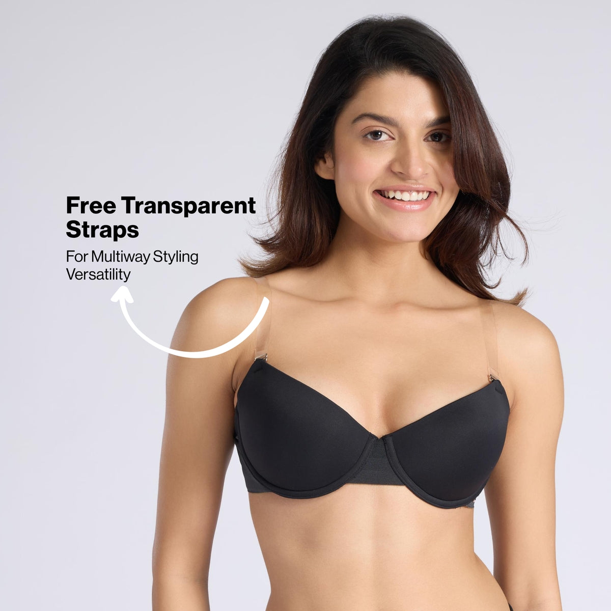 Nykd By Nykaa Multiway Balconette Body Adaptive MagicFlex™ Wire Padded NBL T-Shirt Bra NYB460 Black