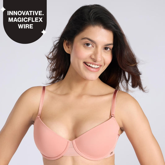 Nykd By Nykaa Multiway Balconette Body Adaptive MagicFlex™ Wire Padded NBL T-Shirt Bra NYB460 Cameo Brown