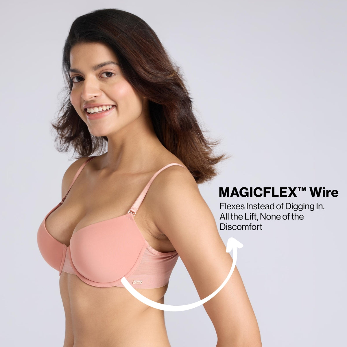 Nykd By Nykaa Multiway Balconette Body Adaptive MagicFlex™ Wire Padded NBL T-Shirt Bra NYB460 Cameo Brown
