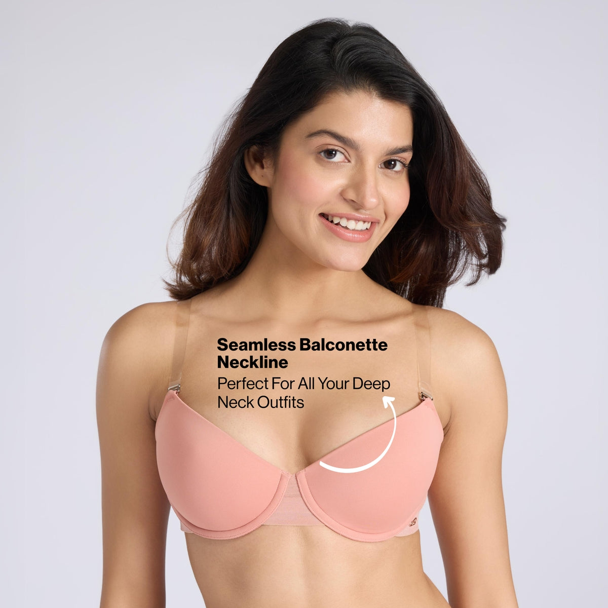 Nykd By Nykaa Multiway Balconette Body Adaptive MagicFlex™ Wire Padded NBL T-Shirt Bra NYB460 Cameo Brown