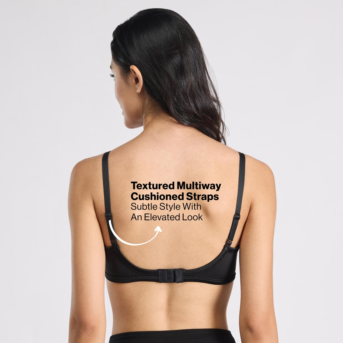 Nykd By Nykaa MagicLift Low Back Multiway Padded Non-Wired Everyday Cotton NBL T-Shirt Bra  NYB466  Black