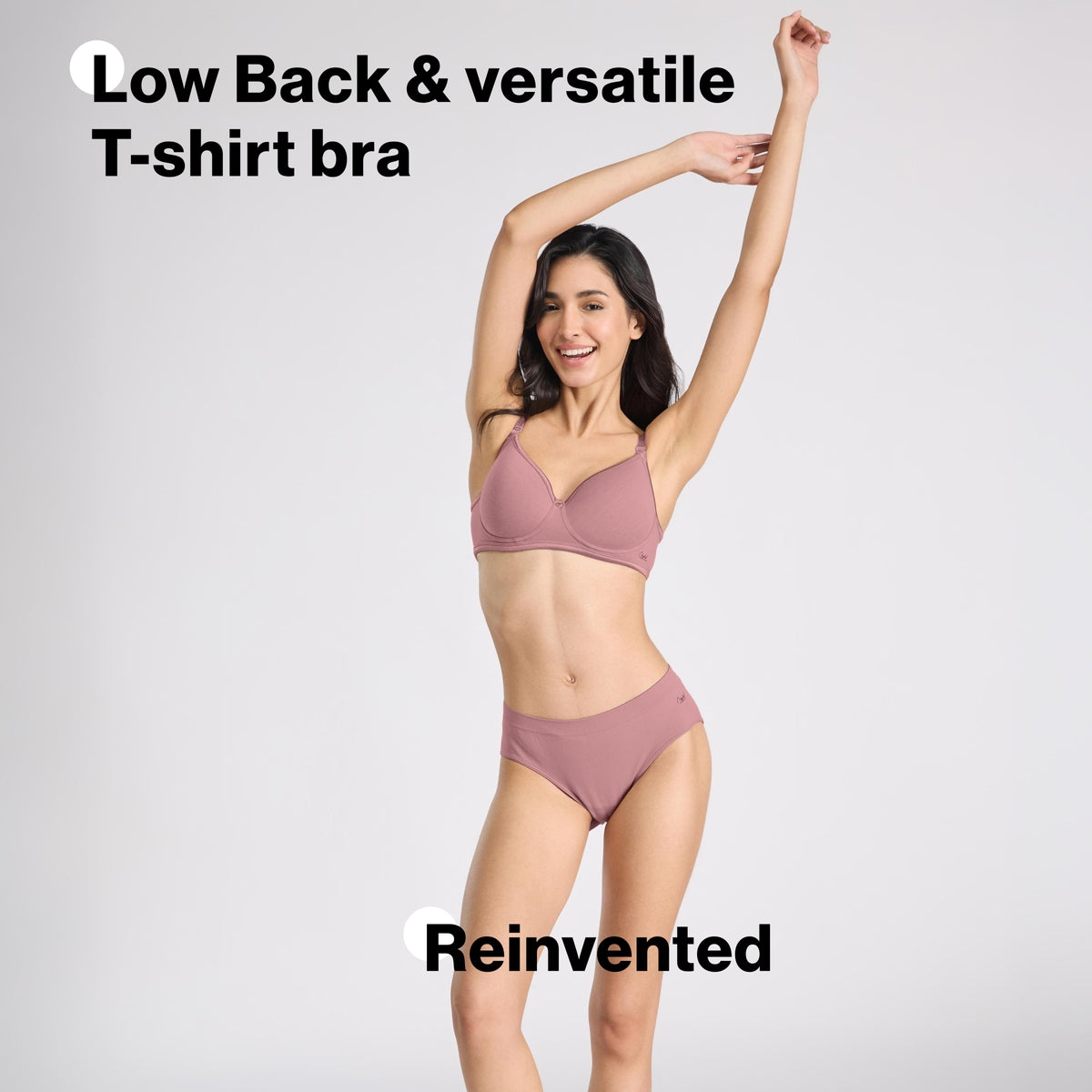 Nykd By Nykaa MagicLift Low Back Multiway Padded Non-Wired Everyday Cotton NBL T-Shirt Bra  NYB466  Mauve