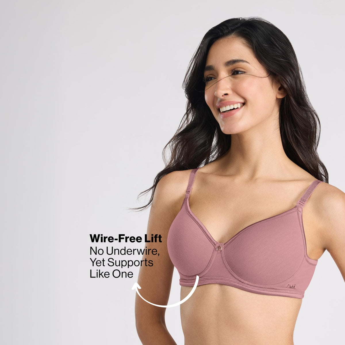 Nykd By Nykaa MagicLift Low Back Multiway Padded Non-Wired Everyday Cotton NBL T-Shirt Bra  NYB466  Mauve