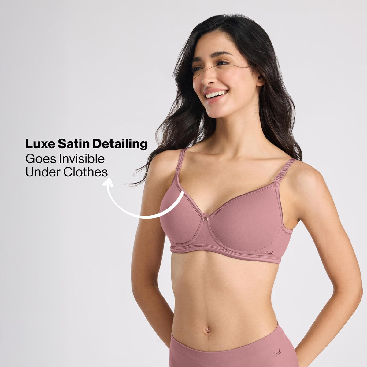 Nykd By Nykaa MagicLift Low Back Multiway Padded Non-Wired Everyday Cotton NBL T-Shirt Bra  NYB466  Mauve
