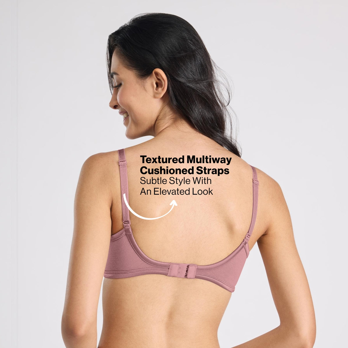 Nykd By Nykaa MagicLift Low Back Multiway Padded Non-Wired Everyday Cotton NBL T-Shirt Bra  NYB466  Mauve