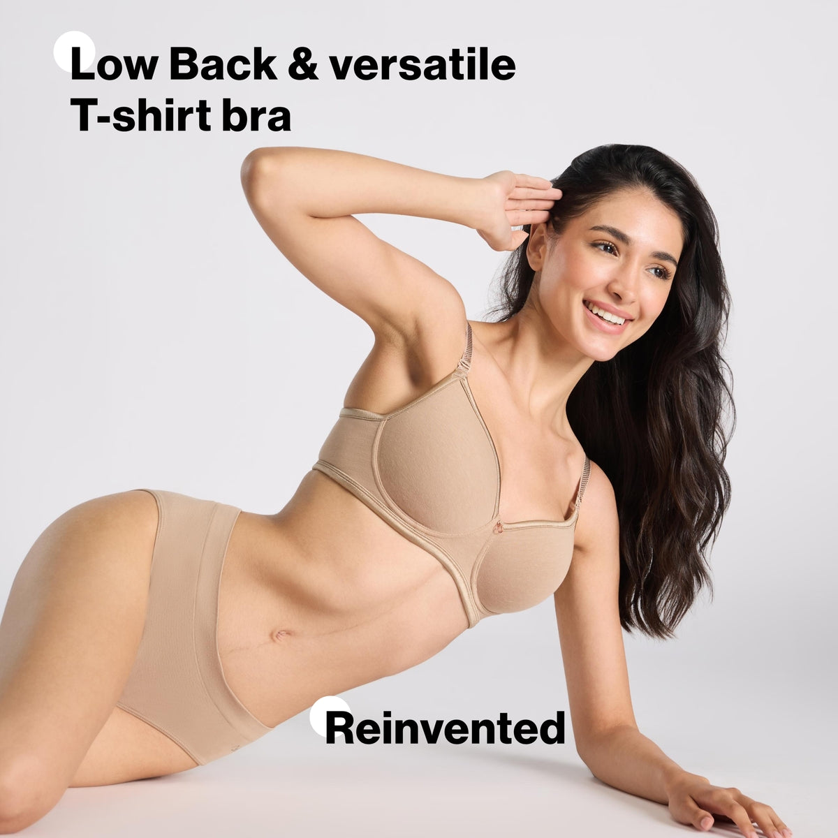 Nykd By Nykaa MagicLift Low Back Multiway Padded Non-Wired Everyday Cotton NBL T-Shirt Bra  NYB466  D.Nude
