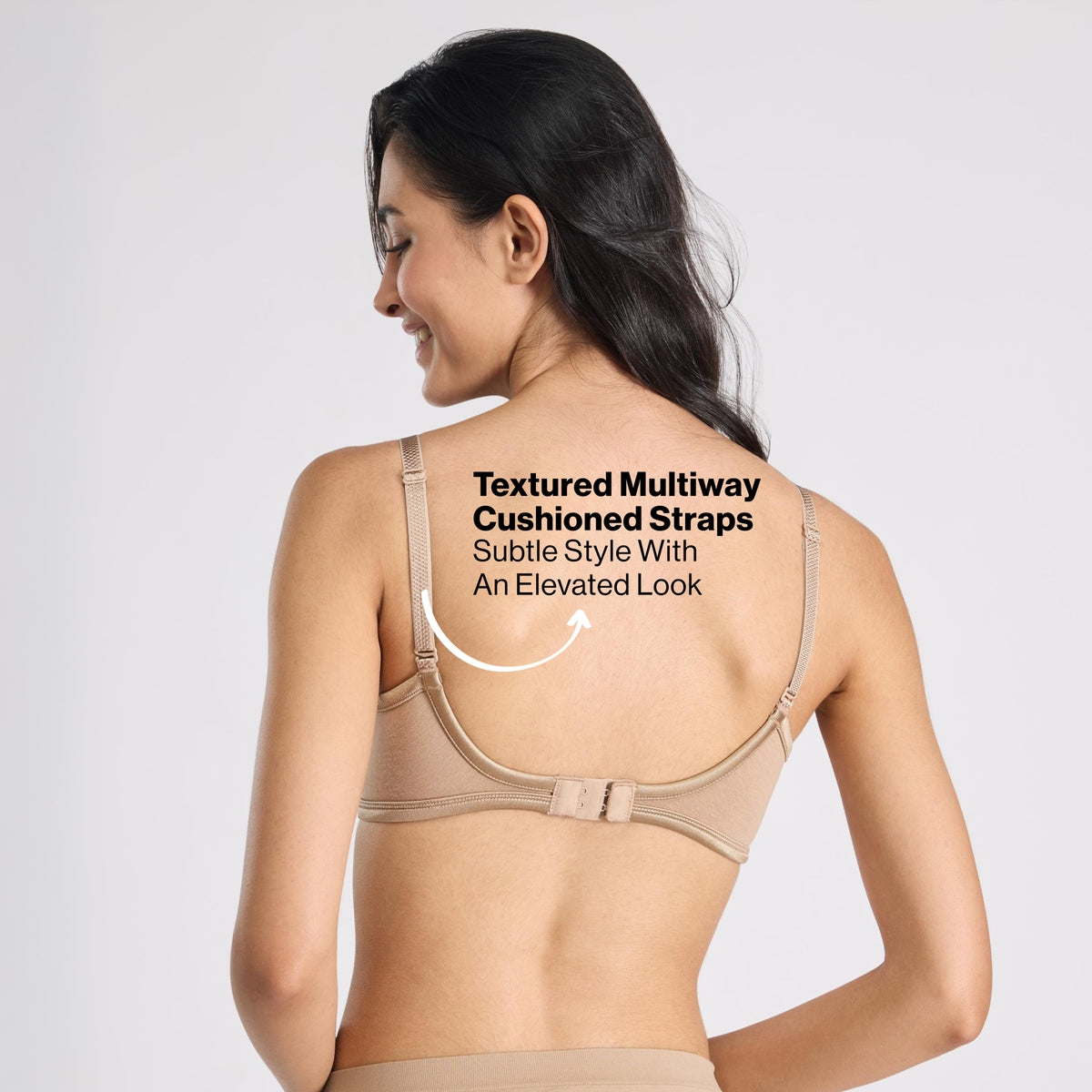 Nykd By Nykaa MagicLift Low Back Multiway Padded Non-Wired Everyday Cotton NBL T-Shirt Bra  NYB466  D.Nude