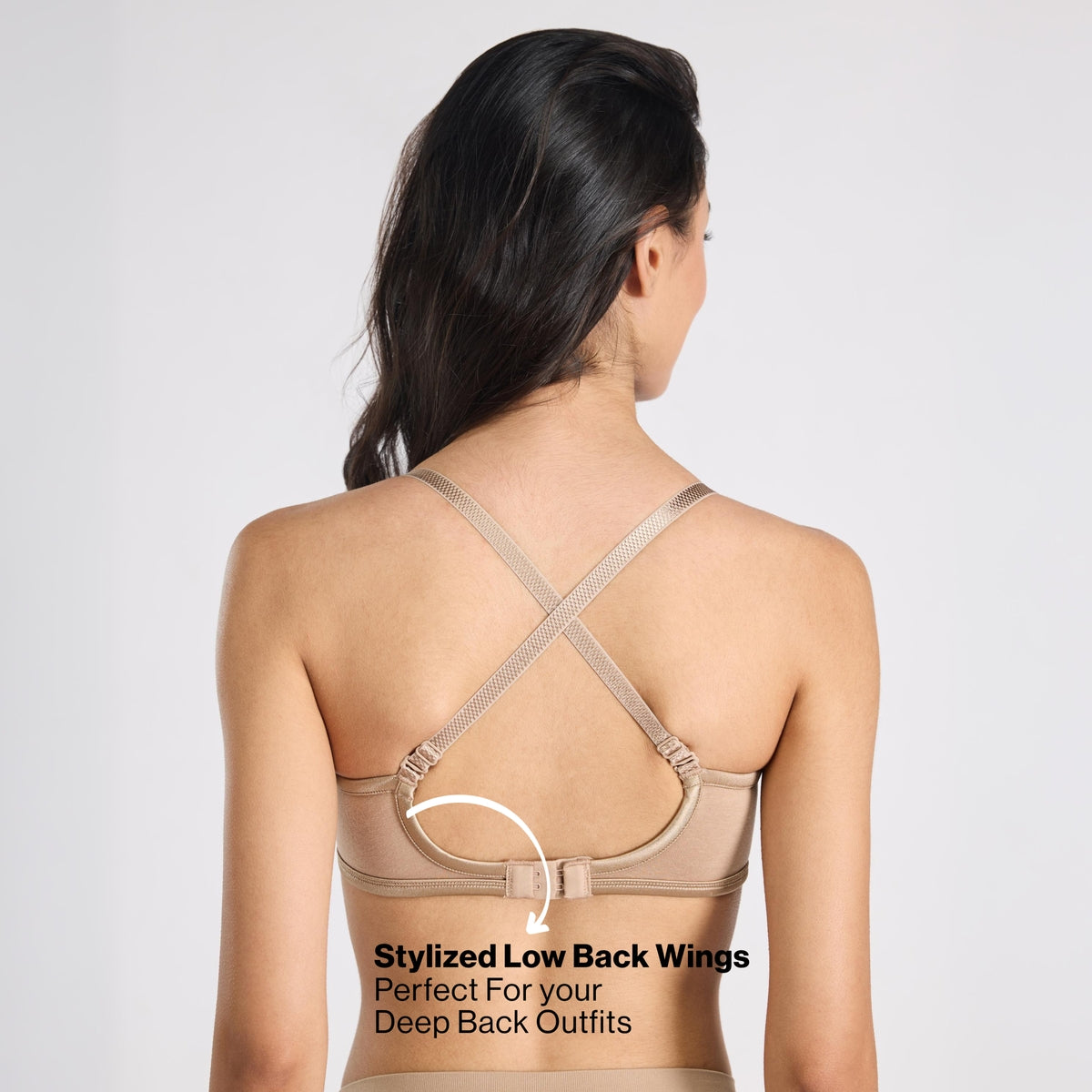 Nykd By Nykaa MagicLift Low Back Multiway Padded Non-Wired Everyday Cotton NBL T-Shirt Bra  NYB466  D.Nude