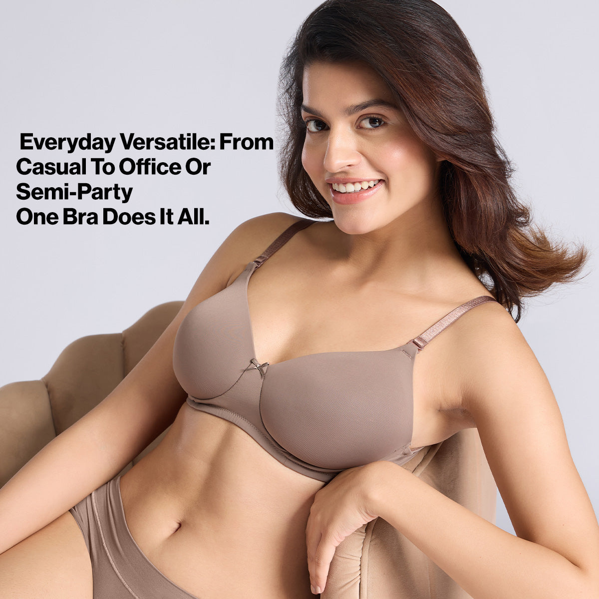 Nykd By Nykaa Multiway Padded Non-Wired T-Shirt Bra for a Naturally Rounded Shape NYB480 Cedar