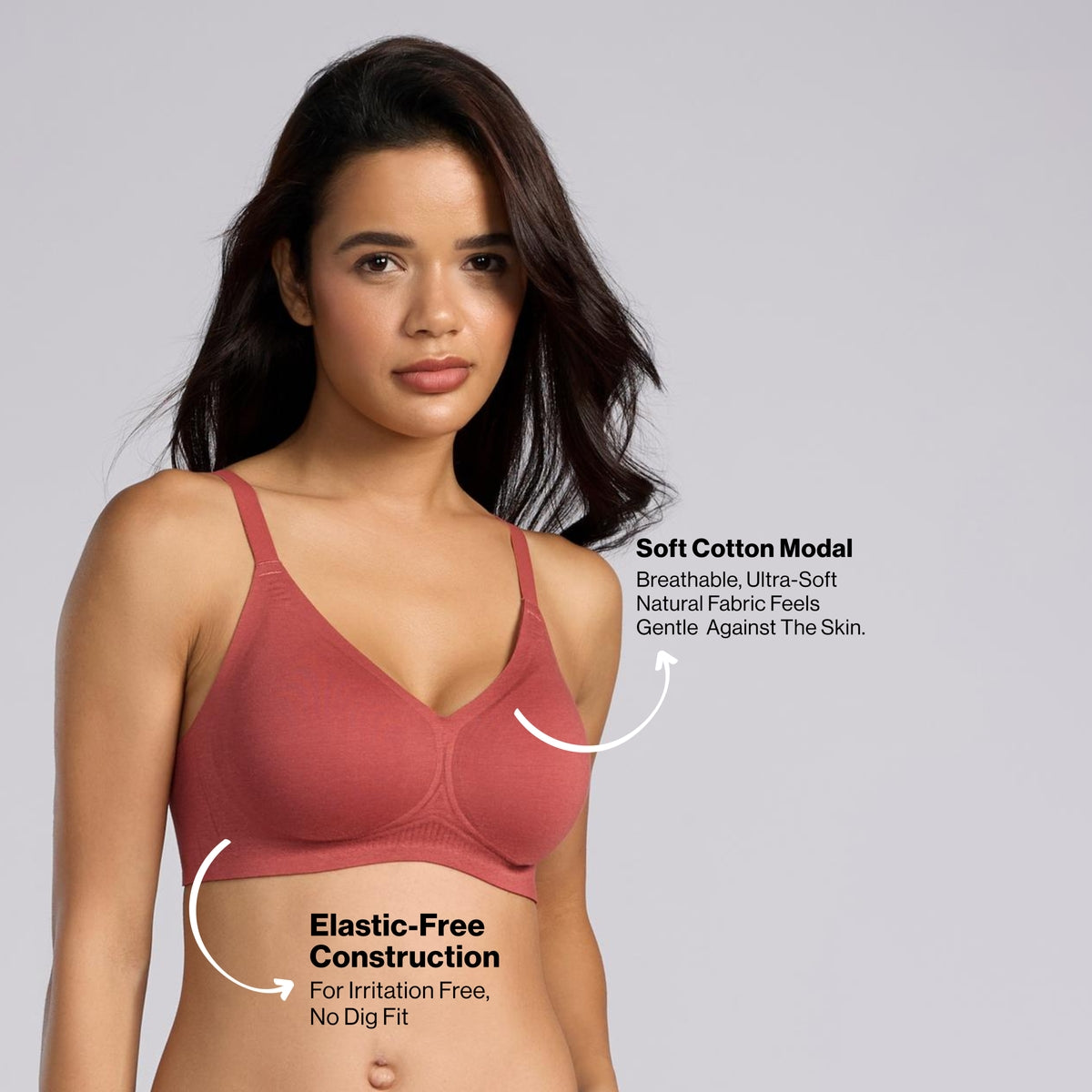 Nykd By Nykaa Invisiblend™ Cotton Modal Seamless Bonded Padded Non Wired NBL T-Shirt Bra NYB487 M Maroon