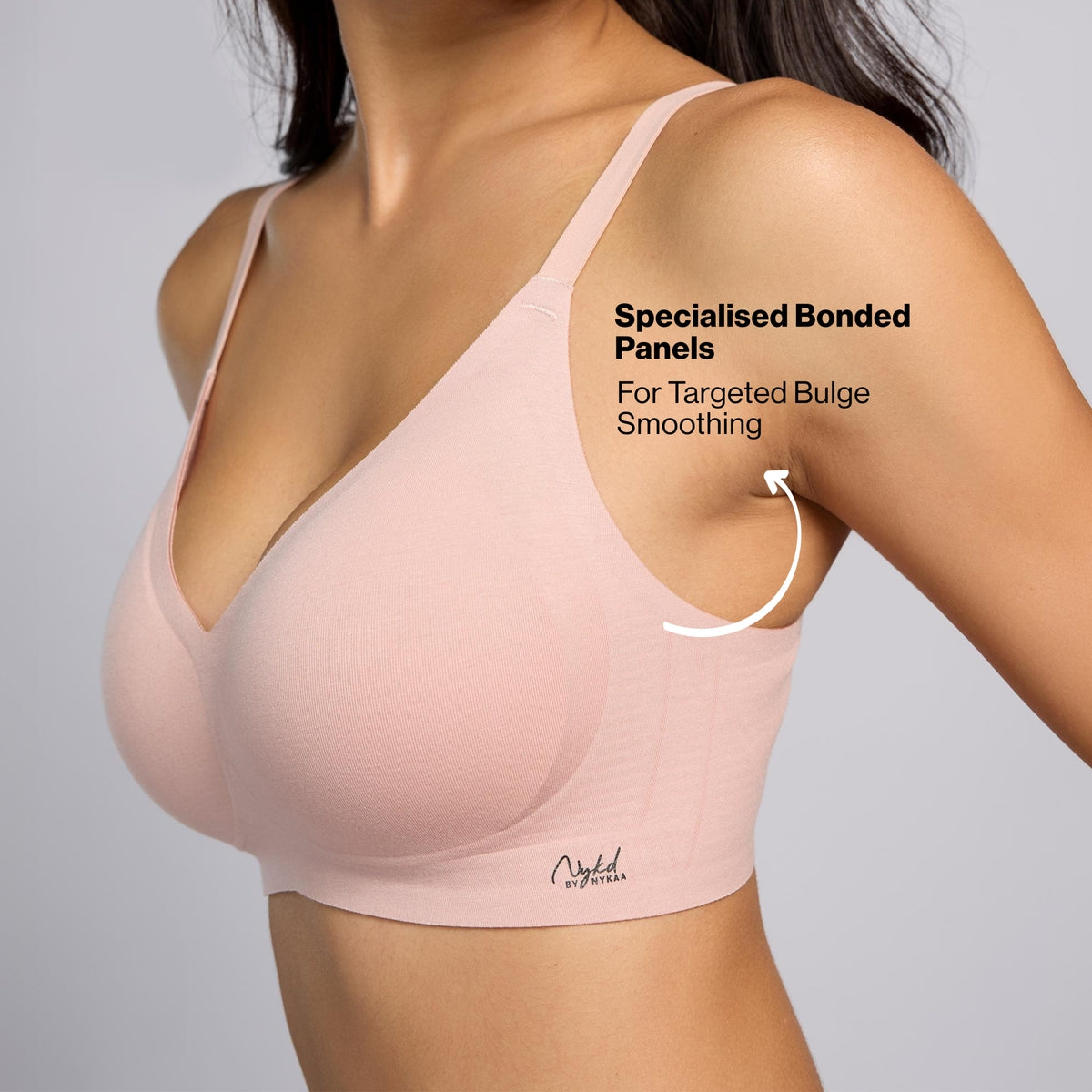 Nykd By Nykaa Invisiblend™ Cotton Modal Seamless Bonded Padded Non Wired NBL T-Shirt Bra NYB487 P Rose