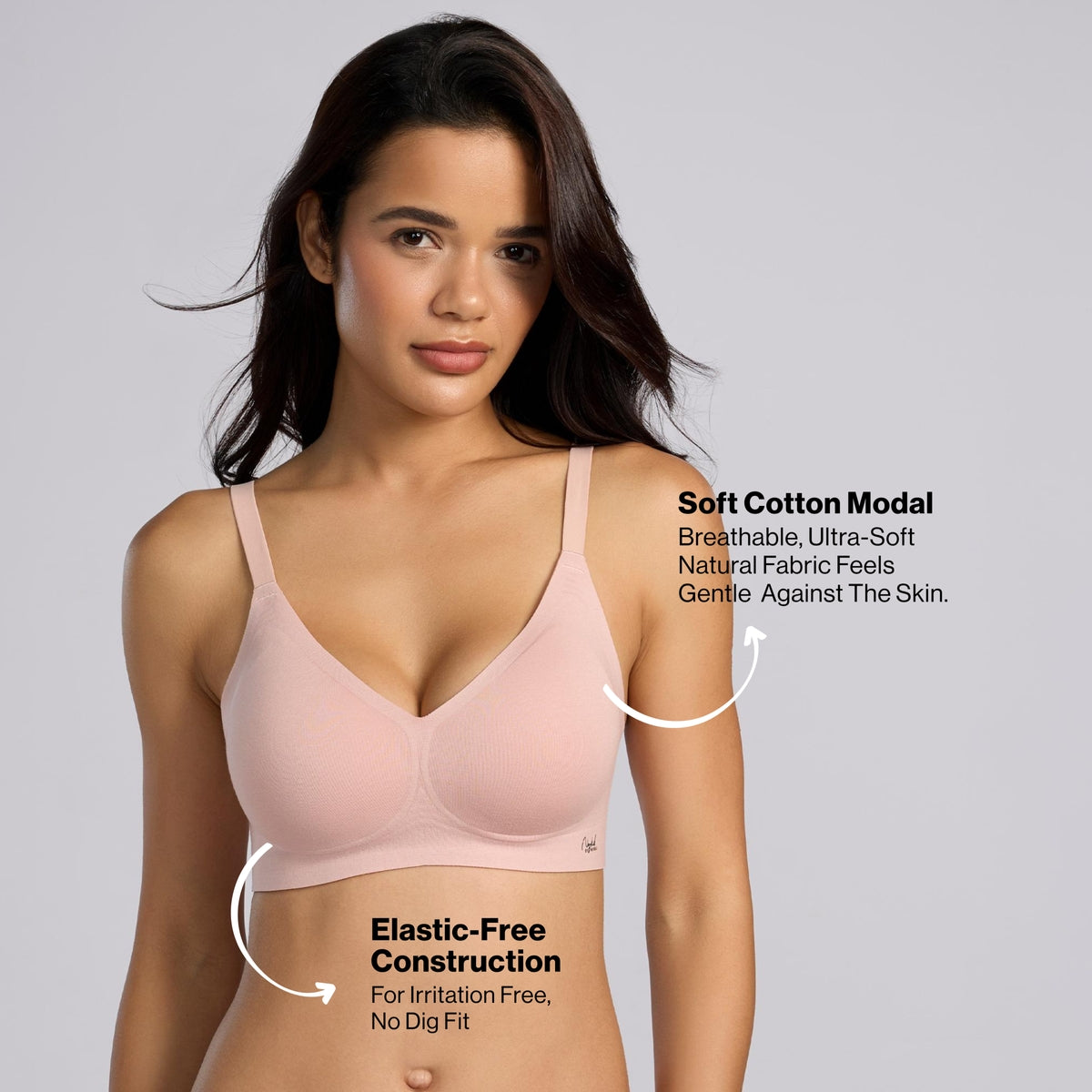 Nykd By Nykaa Invisiblend™ Cotton Modal Seamless Bonded Padded Non Wired NBL T-Shirt Bra NYB487 P Rose