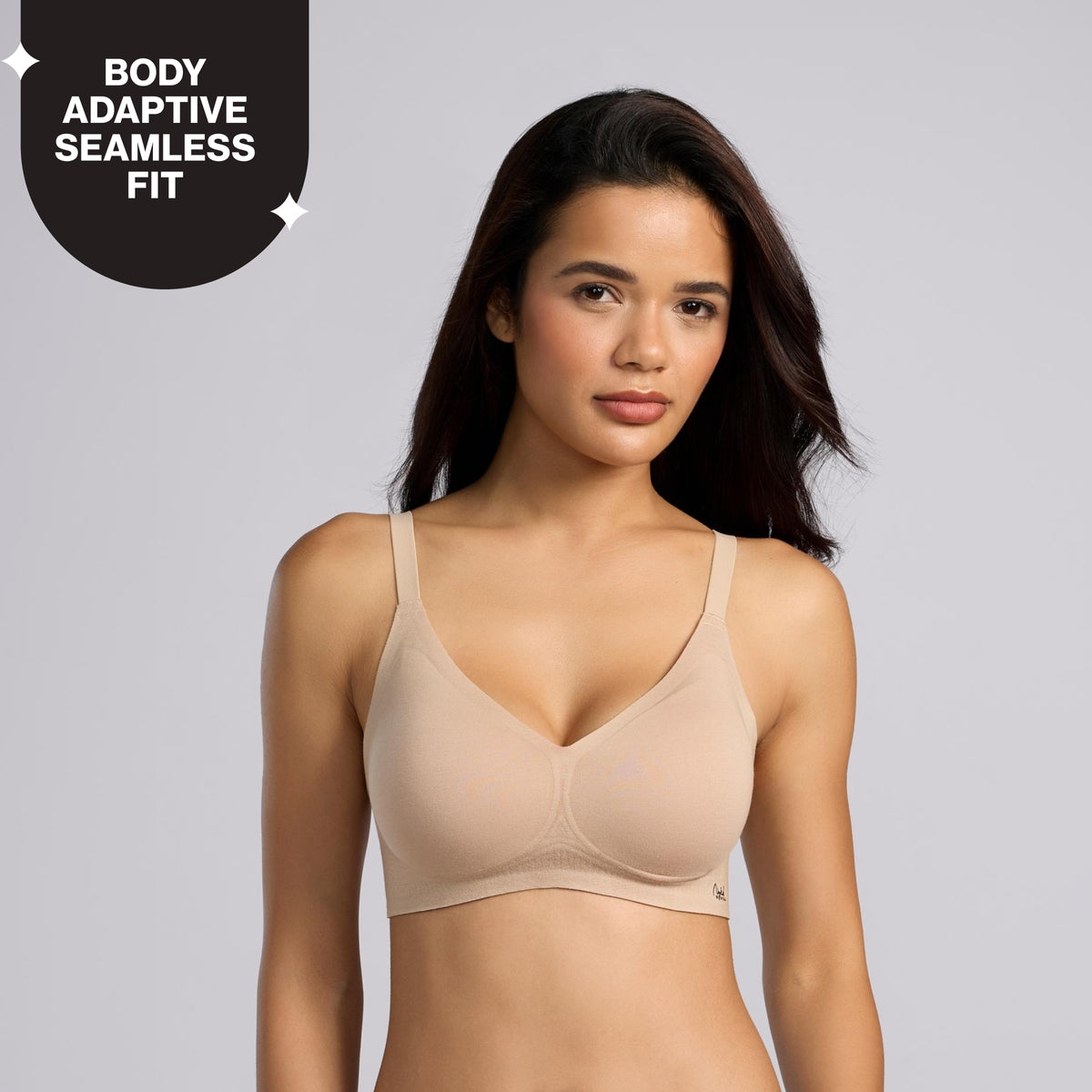 Nykd By Nykaa Invisiblend™ Cotton Modal Seamless Bonded Padded Non Wired NBL T-Shirt Bra NYB487 Sand