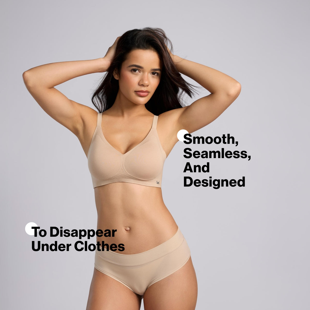 Nykd By Nykaa Invisiblend™ Cotton Modal Seamless Bonded Padded Non Wired NBL T-Shirt Bra NYB487 Sand