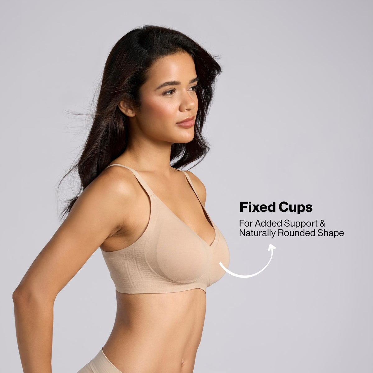 Nykd By Nykaa Invisiblend™ Cotton Modal Seamless Bonded Padded Non Wired NBL T-Shirt Bra NYB487 Sand
