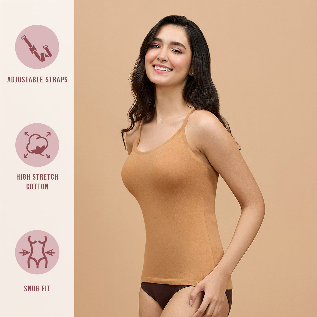 Nykd by Nykaa Pack of 2 Women Camisole-NYC007-Black & Tan