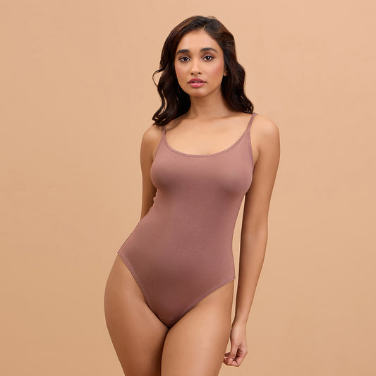 Essential Ultra Soft Modal Bodysuit with Adjustable Straps NYC008-Dark Skin