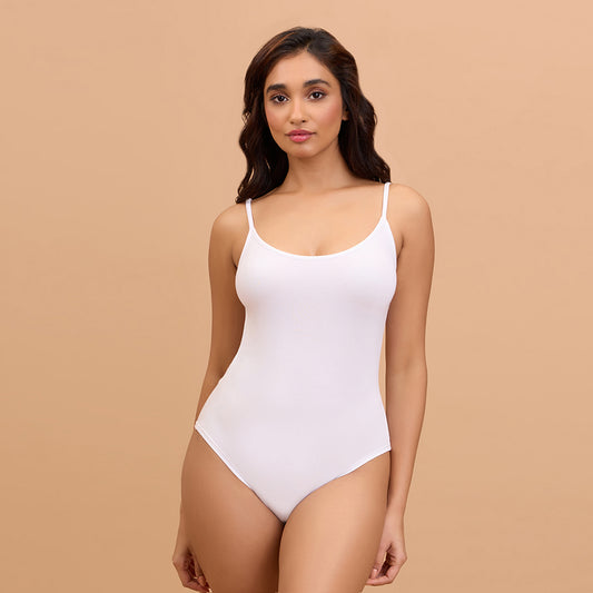 Essential Ultra Soft Modal Bodysuit with Adjustable Straps NYC008-White