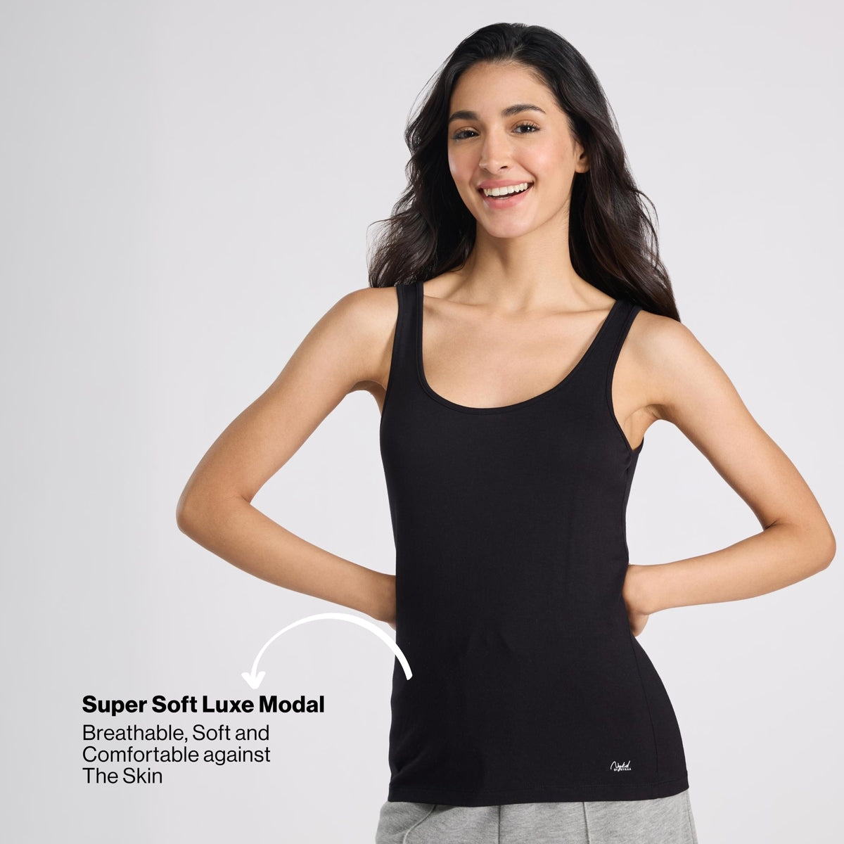 Nykd By Nykaa Luxe Modal Super Soft Camisole Tank-Everyday Layering Essential NYC016 Black