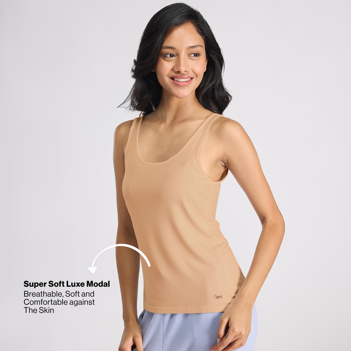 Nykd By Nykaa Luxe Modal Super Soft Camisole Tank-Everyday Layering Essential NYC016 Sand