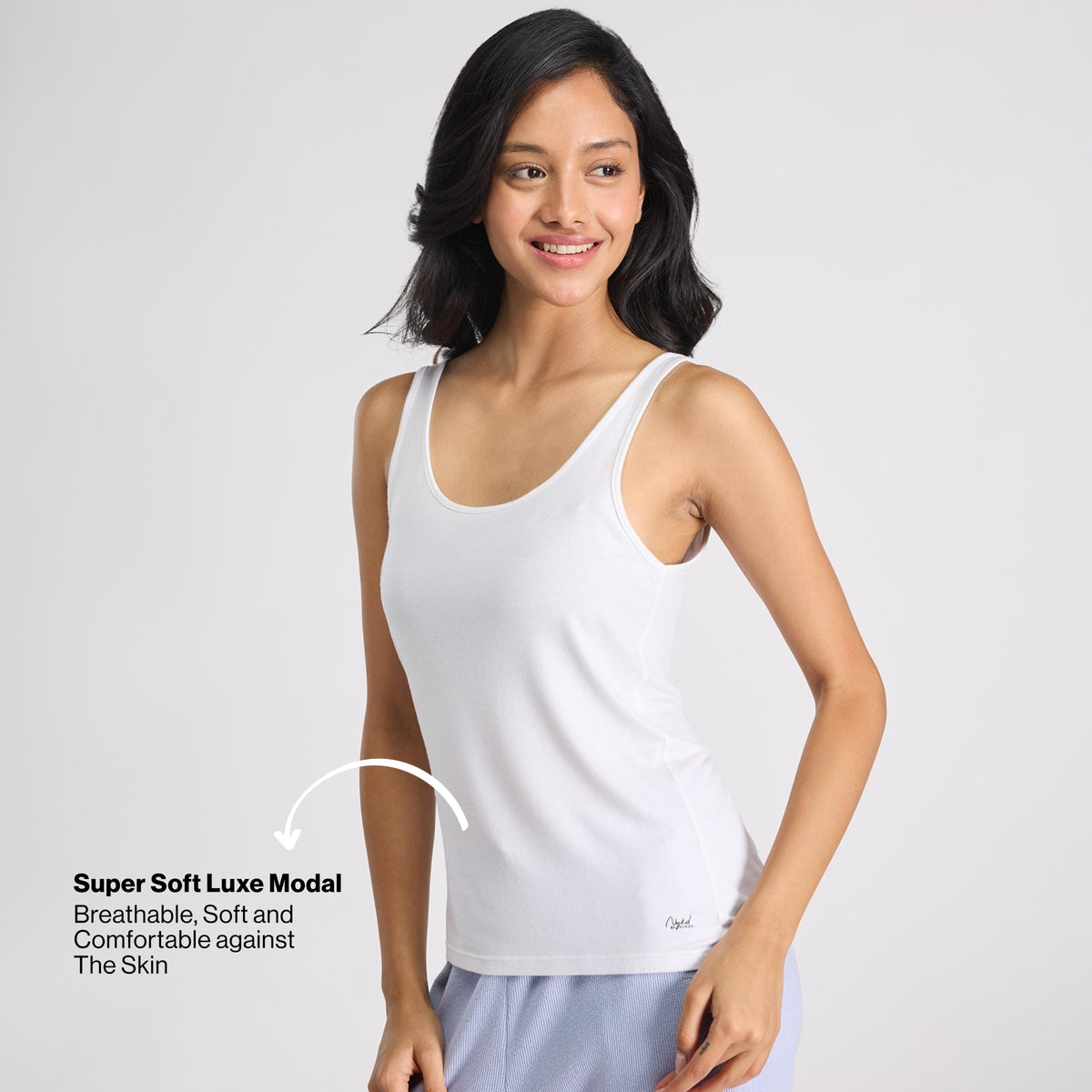 Nykd By Nykaa Luxe Modal Super Soft Camisole Tank-Everyday Layering Essential NYC016 White