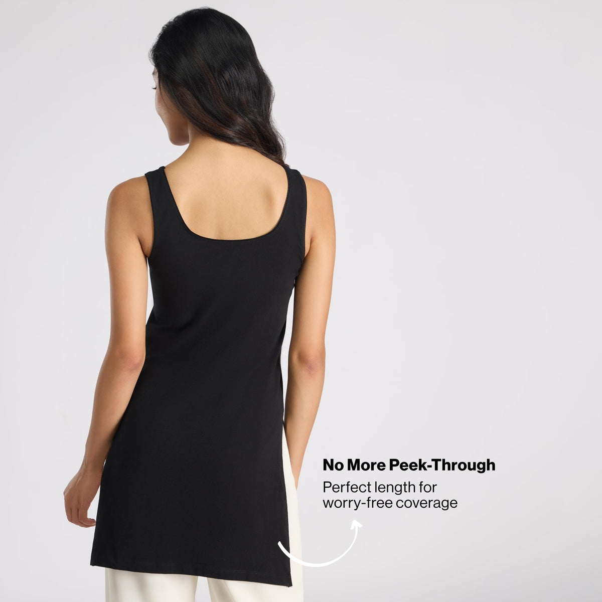 Nykd By Nykaa Breathe Cotton Longline Kurta Camisole-Everyday Layering Essential NYC017 Black