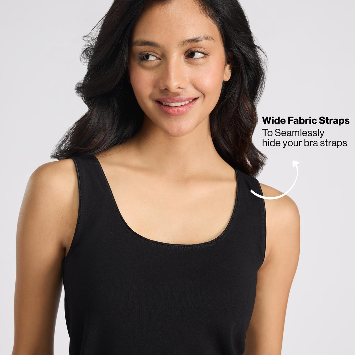 Nykd By Nykaa Breathe Cotton Longline Kurta Camisole-Everyday Layering Essential NYC017 Black
