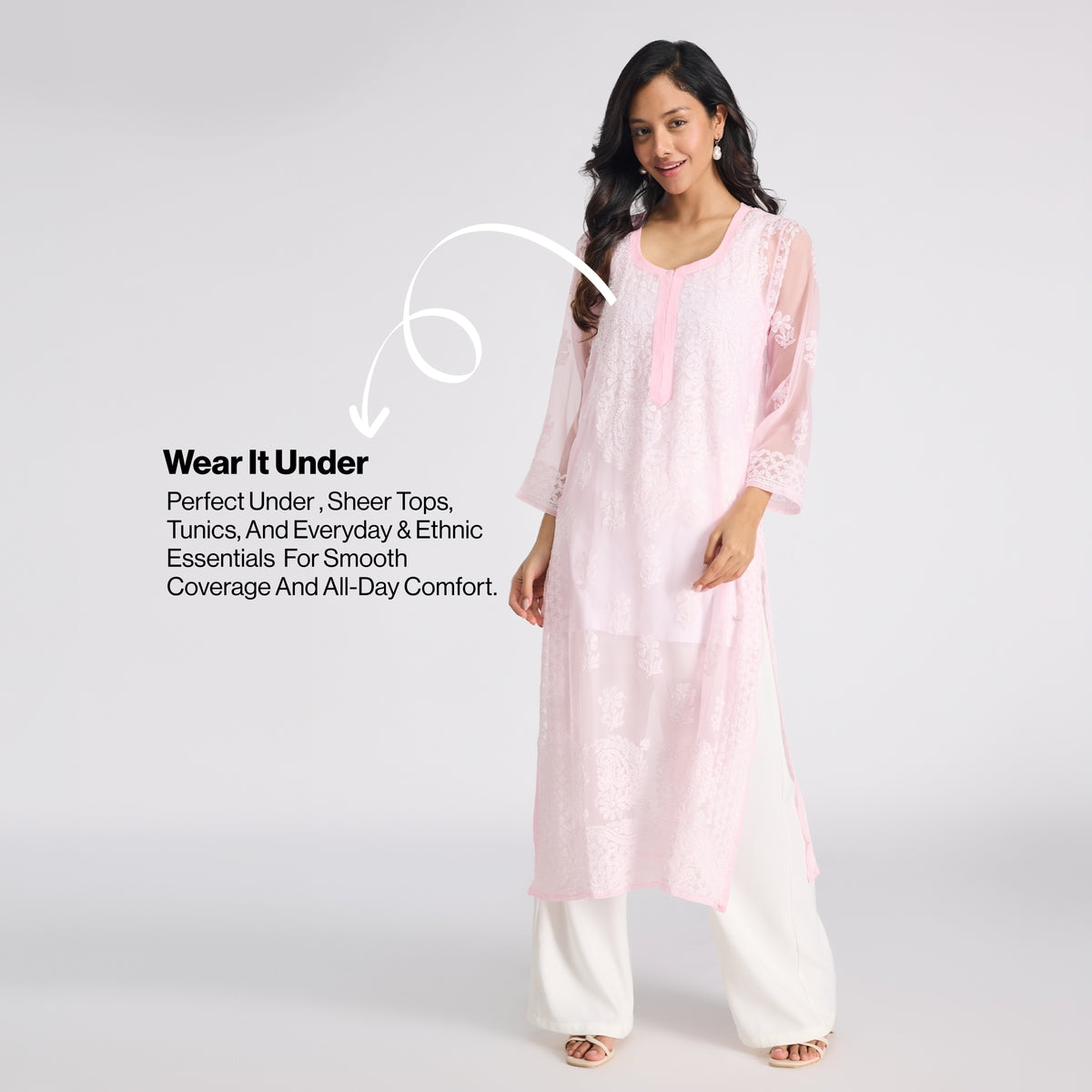 Nykd By Nykaa Breathe Cotton Longline Kurta Camisole-Everyday Layering Essential NYC017 Black