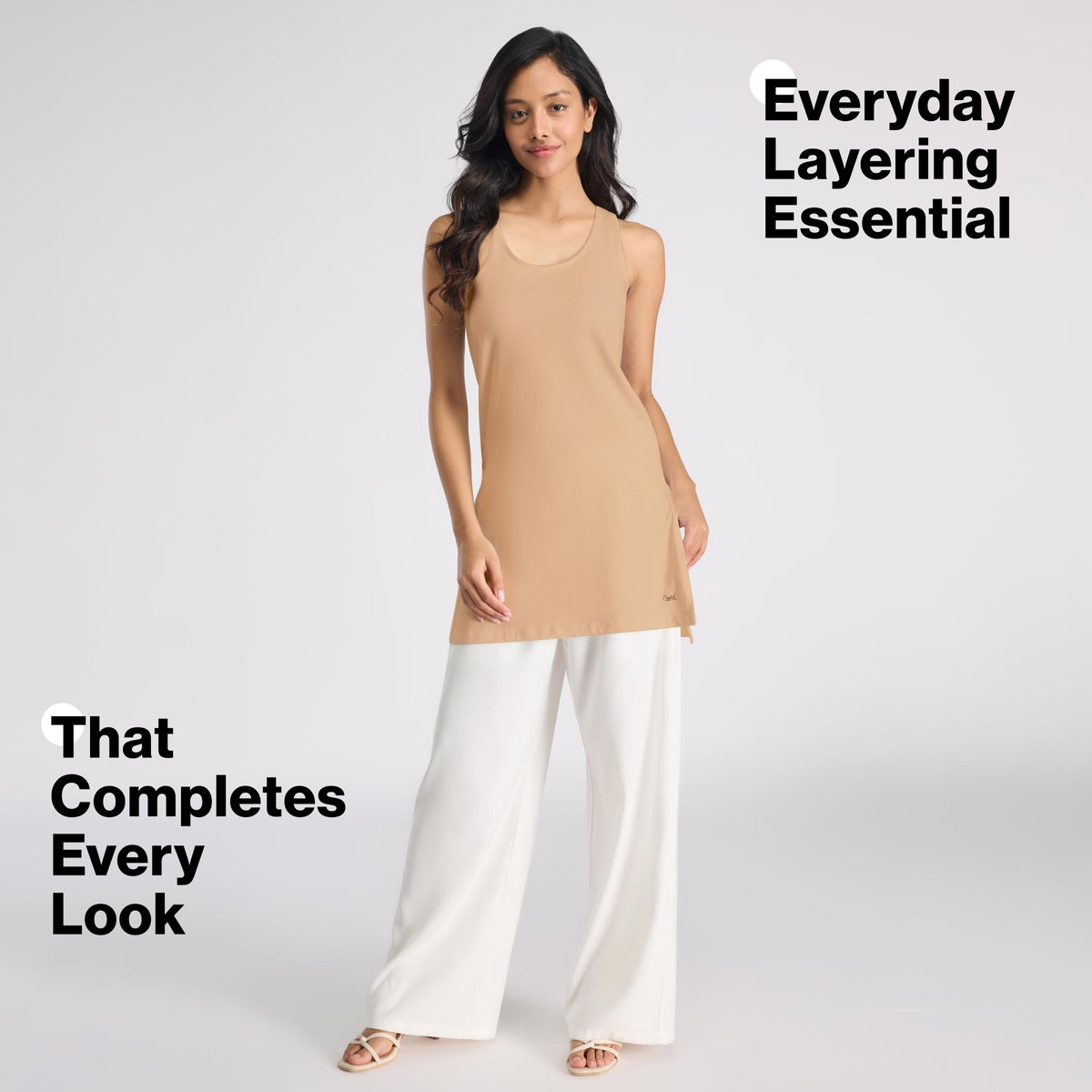 Nykd By Nykaa Breathe Cotton Longline Kurta Camisole-Everyday Layering Essential NYC017 Sand