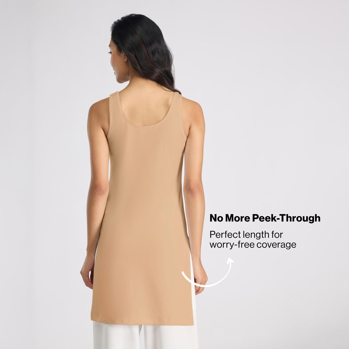 Nykd By Nykaa Breathe Cotton Longline Kurta Camisole-Everyday Layering Essential NYC017 Sand