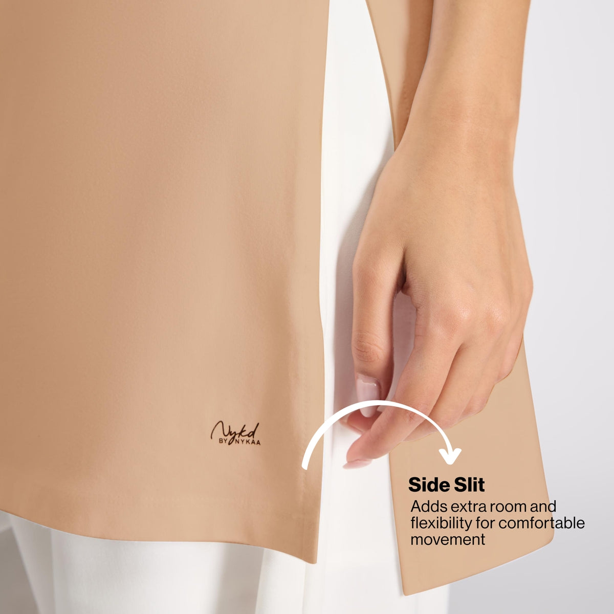 Nykd By Nykaa Breathe Cotton Longline Kurta Camisole-Everyday Layering Essential NYC017 Sand