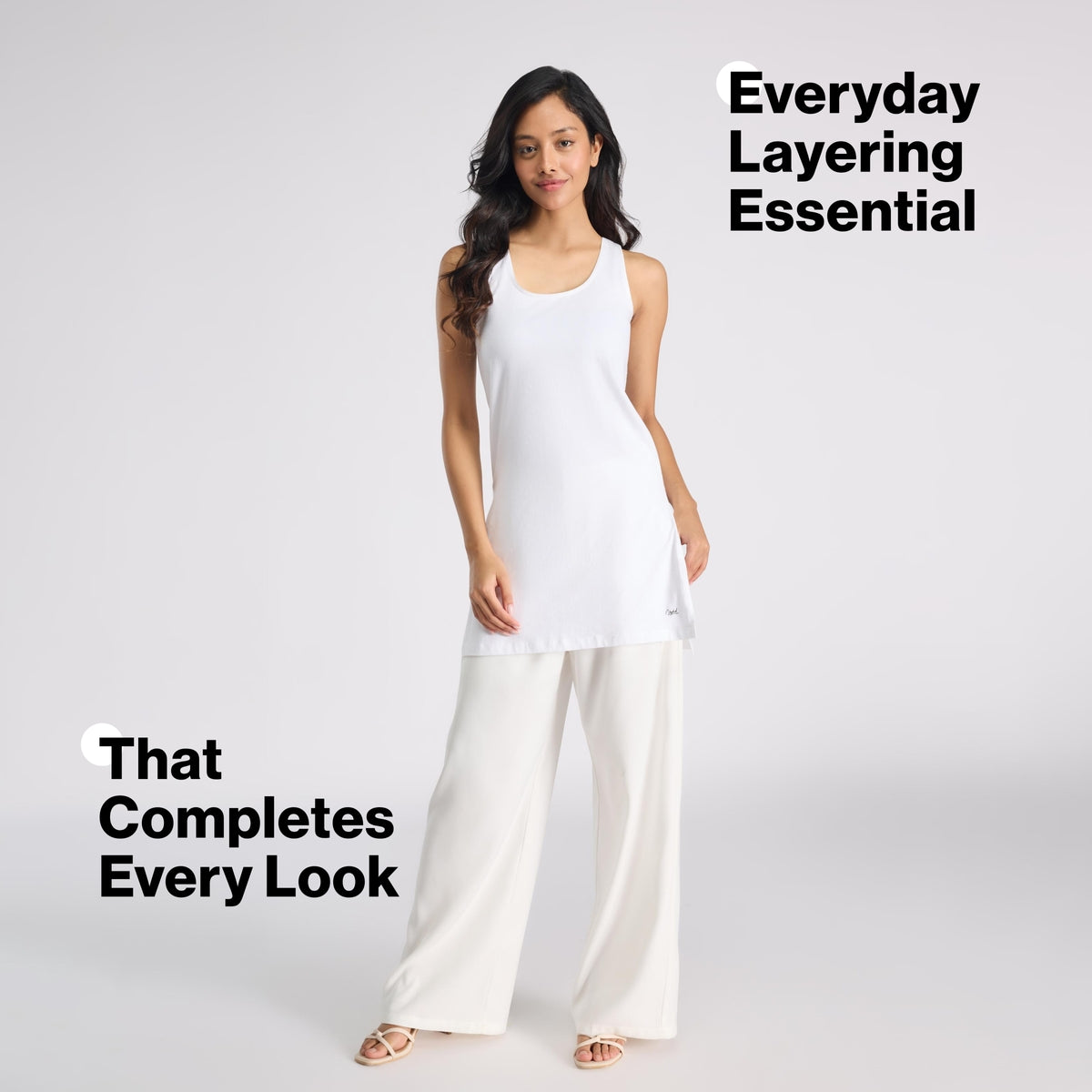 Nykd By Nykaa Breathe Cotton Longline Kurta Camisole-Everyday Layering Essential NYC017 White