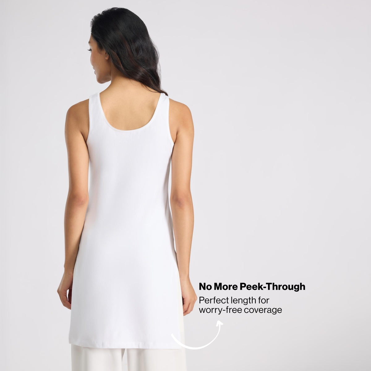 Nykd By Nykaa Breathe Cotton Longline Kurta Camisole-Everyday Layering Essential NYC017 White