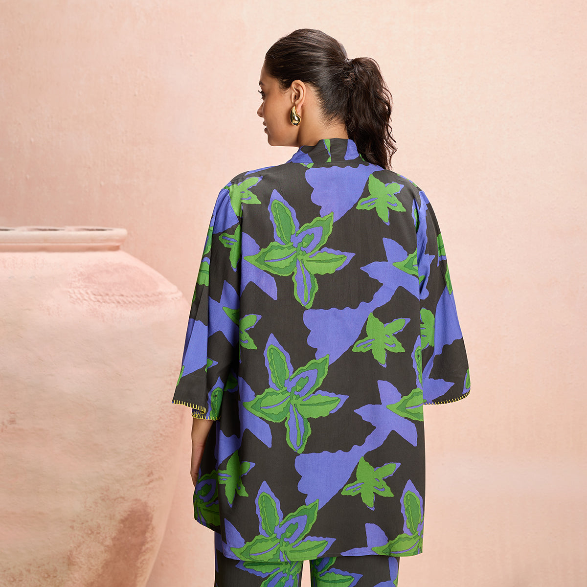 Jodi X Nykd Modal Shrug Jacket with Embroidered sleeves -NYJ10-Green Floral Print