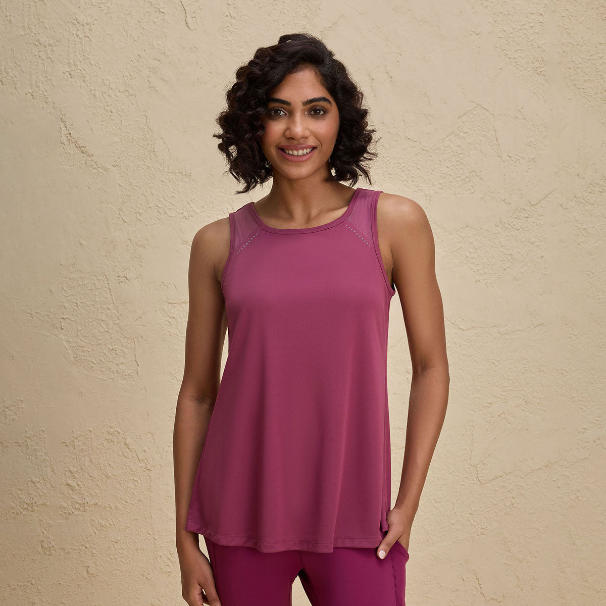 Nykd By Nykaa Quick Dry Long Workout Tank Top with everyday comfort coverage-NYK032-Grape