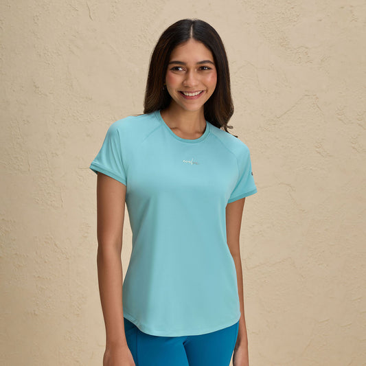 Half Sleeves Regular Fit Quick Dry Running Fitness Sports Tee-NYK033-Turquoise