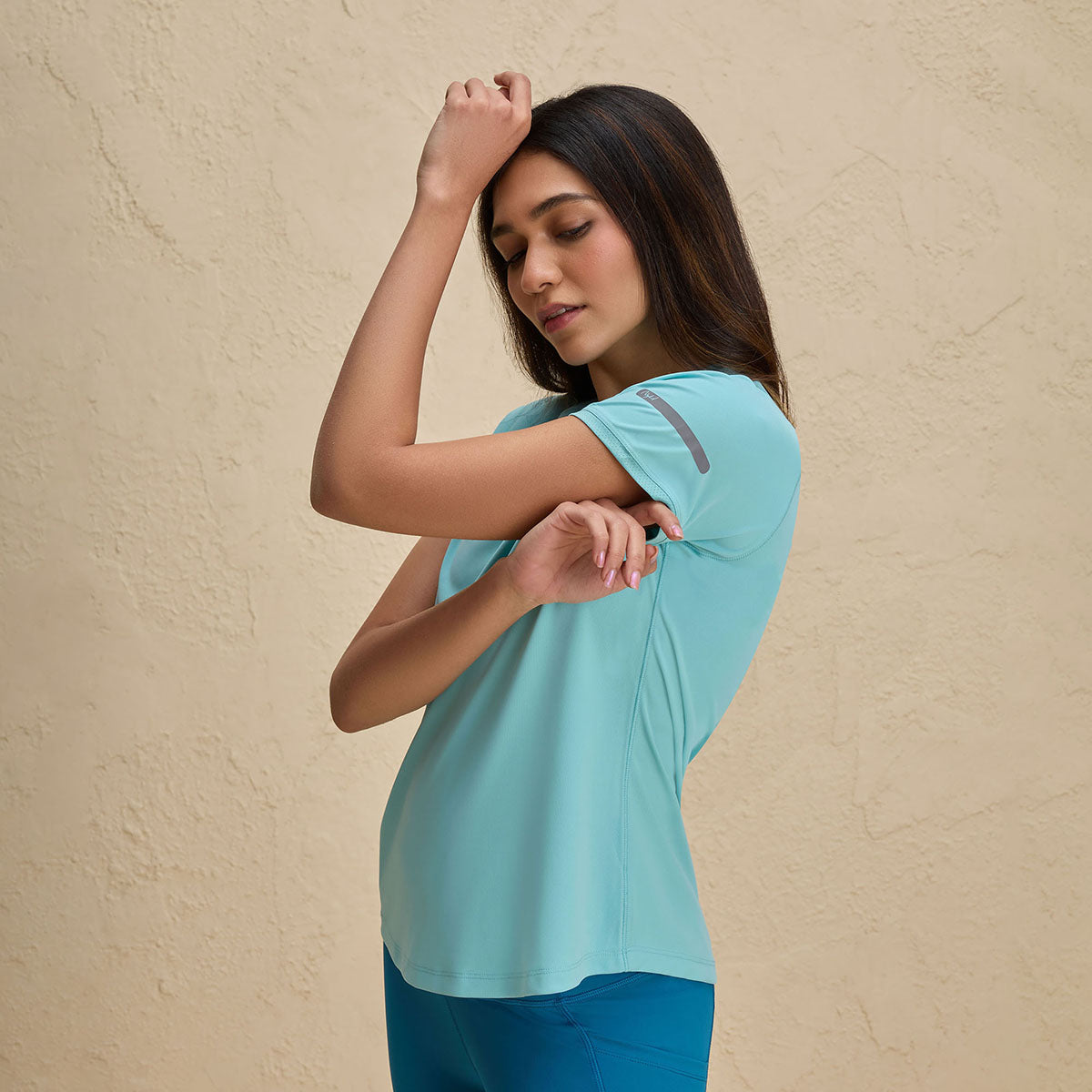 Nykd By Nykaa Half Sleeves Regular Fit Quick Dry Running Fitness Sports Tee-NYK033-Turquoise