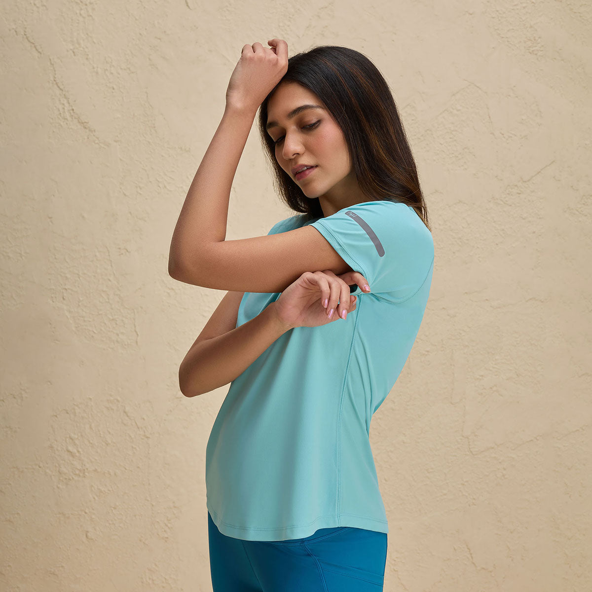 Half Sleeves Regular Fit Quick Dry Running Fitness Sports Tee-NYK033-Turquoise