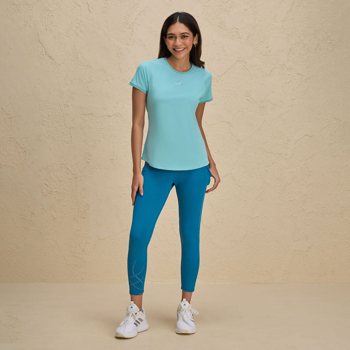 Nykd By Nykaa Half Sleeves Regular Fit Quick Dry Running Fitness Sports Tee-NYK033-Turquoise