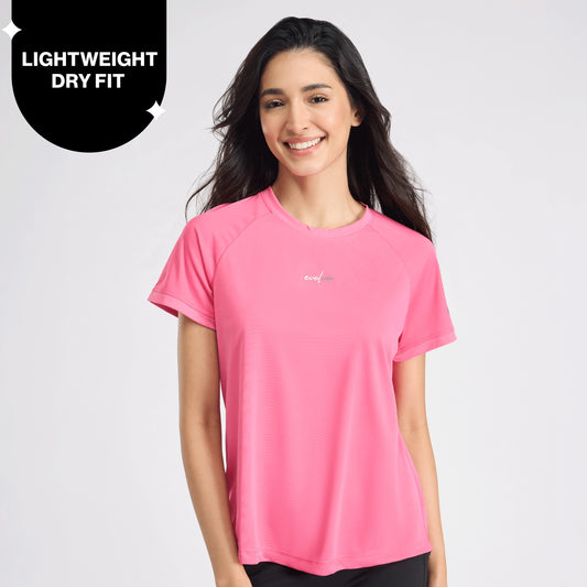 Nykd By Nykaa Quick Dry Half Sleeves Regular Fit Running Sports Tee NYK033 Pink