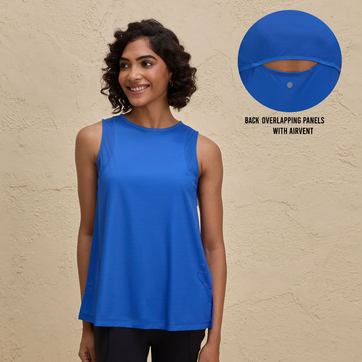 Quick Dry Stylised Tank Top-Longline-NYK034-Bright Blue