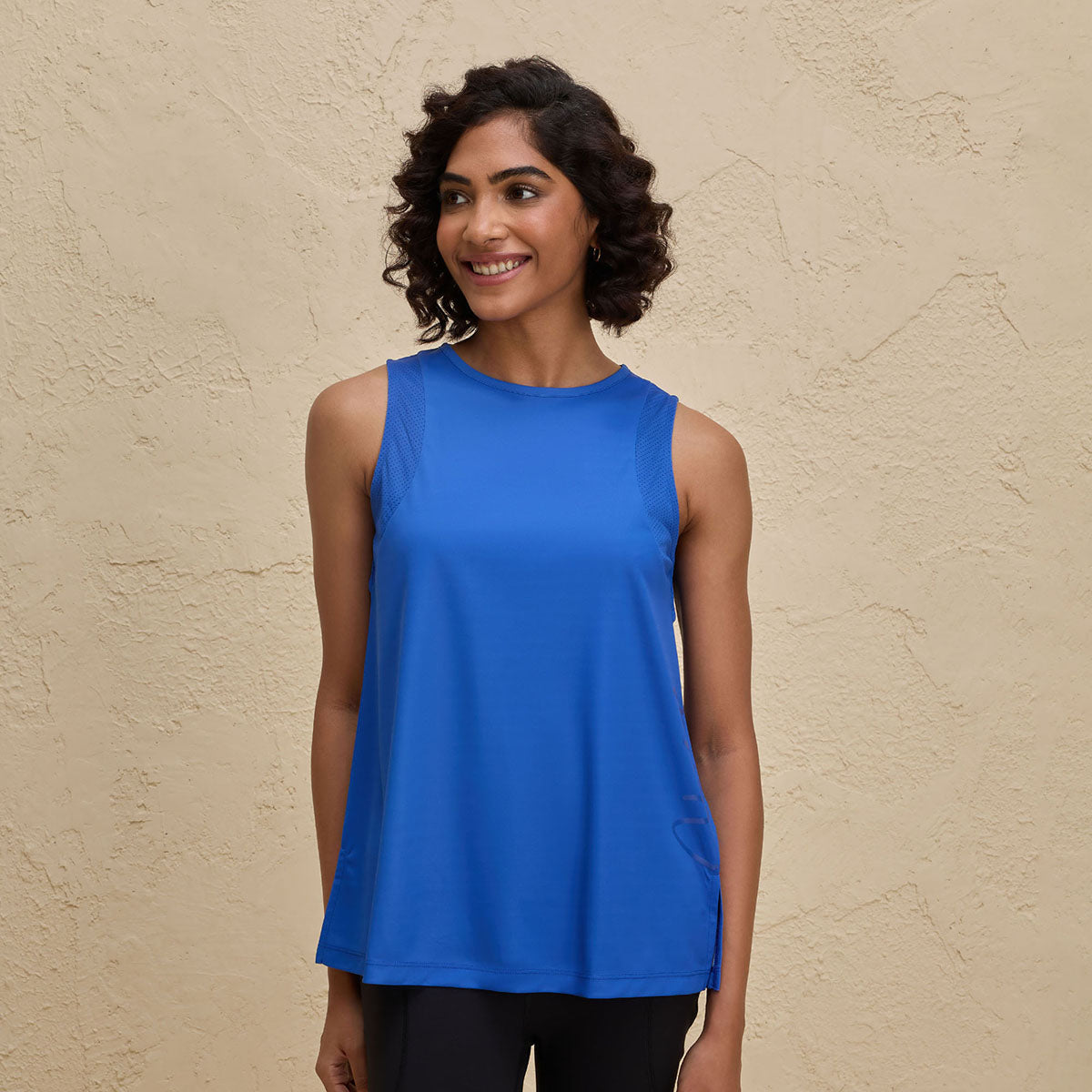 Quick Dry Stylised Tank Top-Longline-NYK034-Bright Blue