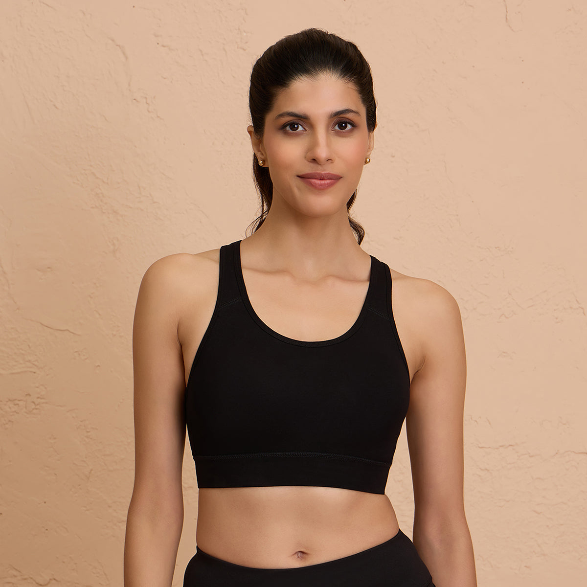 Nykd By Nykaa-All Day Essential Cotton Slip On Sports Bra-NYK059-Black