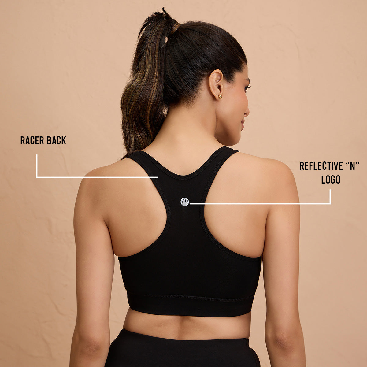 Nykd By Nykaa-All Day Essential Cotton Slip On Sports Bra-NYK059-Black