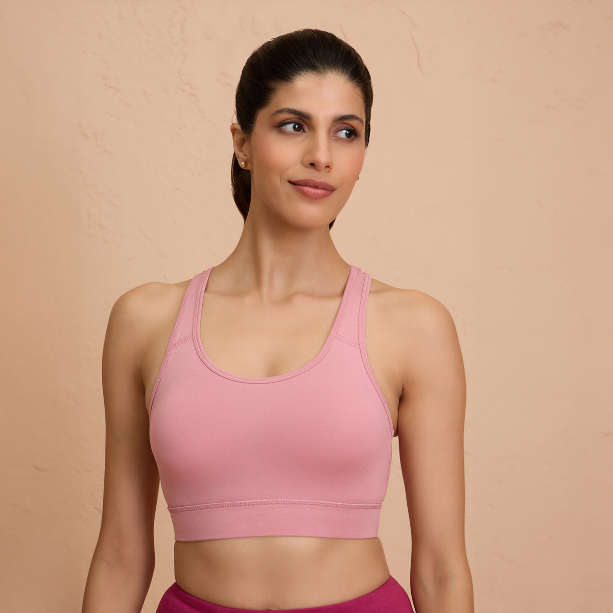 Nykd By Nykaa-All Day Essential Cotton Slip On Sports Bra-NYK059-Pink