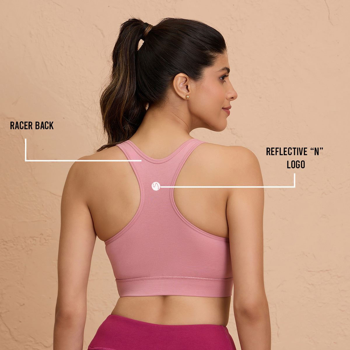 Nykd By Nykaa-All Day Essential Cotton Slip On Sports Bra-NYK059-Pink