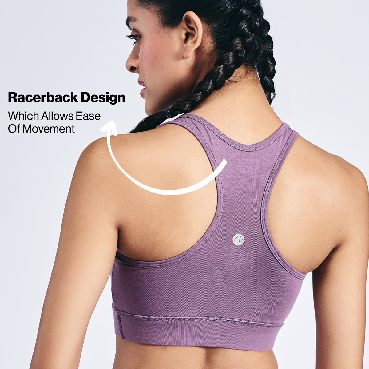 Nykd By Nykaa Cotton Stretch Slip On Sports Bra with Removable Cups NYK059 Mauve