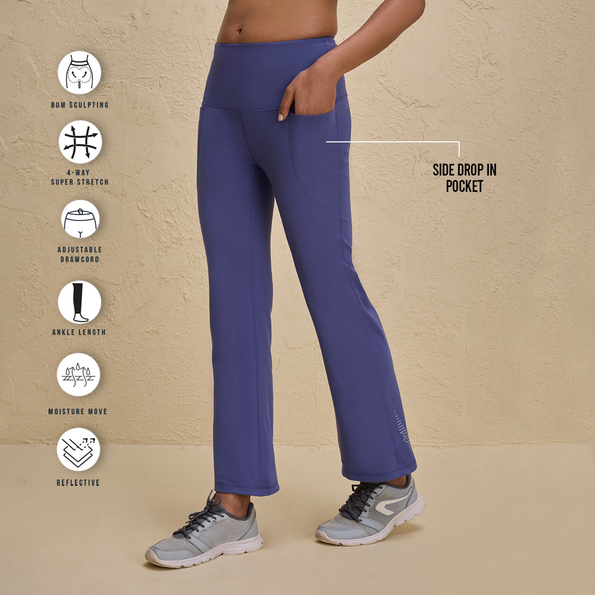 Cloud Soft Super Comfy & Flattering Flare Pants with Pockets-NYK252-Blue