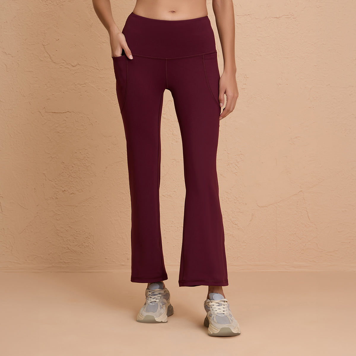 Cloud Soft Super Comfy & Flattering Flare Pants with Pockets-NYK252-Fig